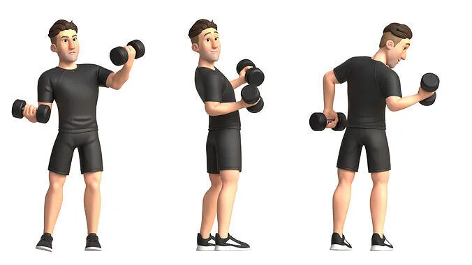 Cartoon Pixar Fitness Man pose 1